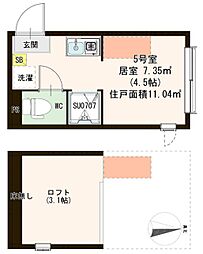 ハーモニーテラス東長崎 ワンルームの間取図画像