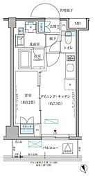 パークアクシス文京本郷 4階1DKの間取り