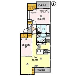 D-ROOM和歌山黒田 1階2LDKの間取り