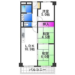 ダイヤモンドハイツ橋原 2SLDKの間取図画像