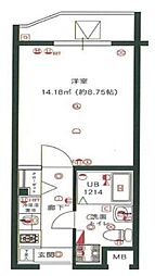 LUMEED飯田橋 3階1Kの間取り