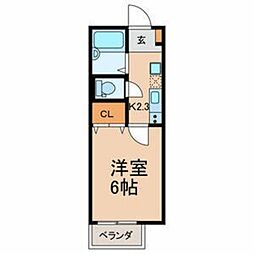 キャメル津田沼II 1階1Kの間取り