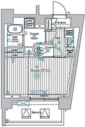 フェルクルールプレスト千住関屋 9階1Kの間取り