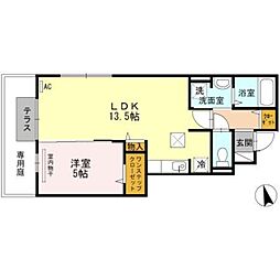 サニーコートA棟 1LDKの間取図画像