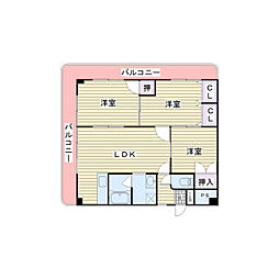 モズスクエア 3LDKの間取図画像