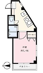 レフア南常盤台 1階1Kの間取り