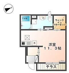 アジャートくろだ 1階ワンルームの間取り