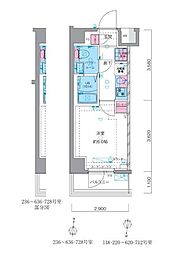 ジェノヴィアお花茶屋2スカイガーデン 1Kの間取図画像
