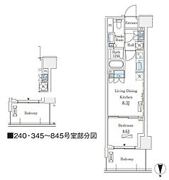 ロイヤルパークス赤羽サウス 1LDKの間取図画像
