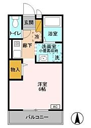 グレース 2階ワンルームの間取り