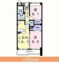 リヴェール栄谷 2LDKの間取図画像