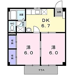ニューシティ東赤坂 2DKの間取図画像