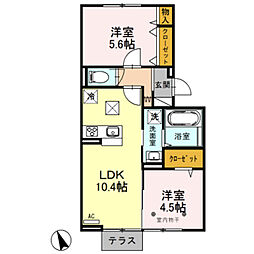 ラ・サカン 2LDKの間取図画像
