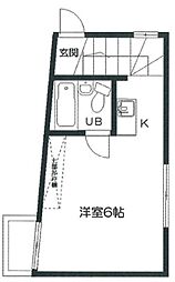 フラット大久保D棟 2階ワンルームの間取り