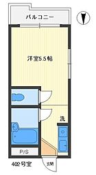 サンハイツ中町 4階1Kの間取り