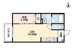 ASSO鴻池 1LDKの間取図画像