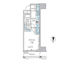 パークアクシス錦糸町レジデンス 9階1Kの間取り