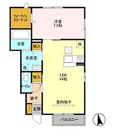 アルカンシェルB 1LDKの間取図画像