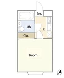 ビックフラットII 1階1Kの間取り