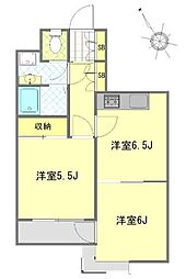 フジサワサクラレジデンス 2DKの間取図画像