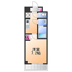 JR阪和線 久米田駅 徒歩2分の賃貸マンション 6階1Kの間取り