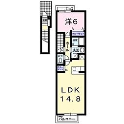 アルカンシエル 2階1LDKの間取り