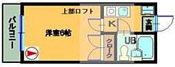 モリー90 2階1Kの間取り