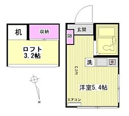 オーロラハイツ桜上水 ワンルームの間取図画像