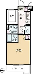 ルーブル武蔵中原伍番館 1Kの間取図画像