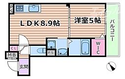 クリエオーレ原町 3階1LDKの間取り