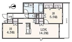 フォレ オリヴィエ 2LDKの間取図画像