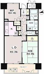 パーク・ノヴァ調布 1SDKの間取図画像