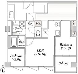 ルミーク北千住 5階2LDKの間取り