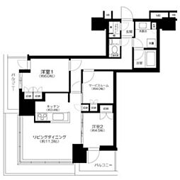 つくばエクスプレス 浅草駅 徒歩3分の賃貸マンション 3階2LDKの間取り