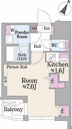 グランハイツ曙橋 3階1Kの間取り