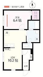 QUIET CRAB HOUSE IL MONTE D号棟 1LDKの間取図画像