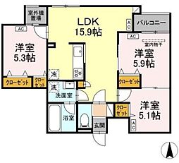 MOCRAFT中葛西 1階3LDKの間取り