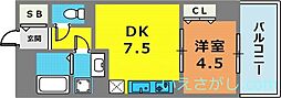 神戸ハーバーサイド萬利レジデンス 1DKの間取図画像
