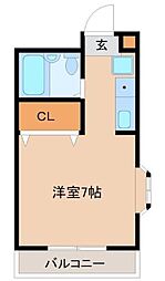 グランツ国立 ワンルームの間取図画像