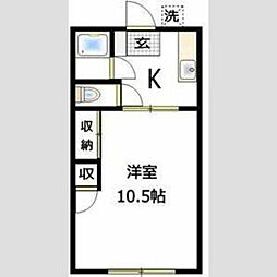コーポ山田 1Kの間取図画像