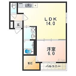 南海線 石津川駅 徒歩7分の賃貸アパート 3階1LDKの間取り