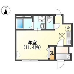 JR八高線 箱根ケ崎駅 徒歩18分の賃貸アパート 1階ワンルームの間取り