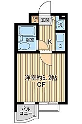 東急世田谷線 上町駅 徒歩3分の賃貸マンション 1階1Kの間取り