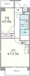 クレスト園田 1LDKの間取図画像