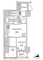 ザ・ライオンズフォーシア外神田 8階2DKの間取り