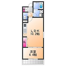 エフスタイル浜寺石津町西1号館 1LDKの間取図画像