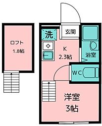 柴福ハウス82 ワンルームの間取図画像
