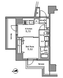 パークアクシス亀戸中央公園 10階1DKの間取り