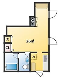 カイテキアパート 2階ワンルームの間取り
