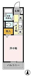 セジュール東川口 1階ワンルームの間取り